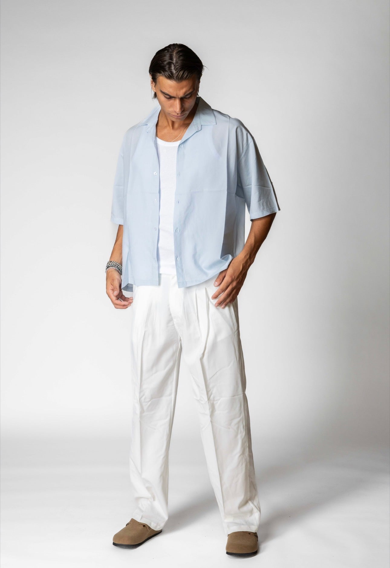 CAMICIA CROP AZZURRA