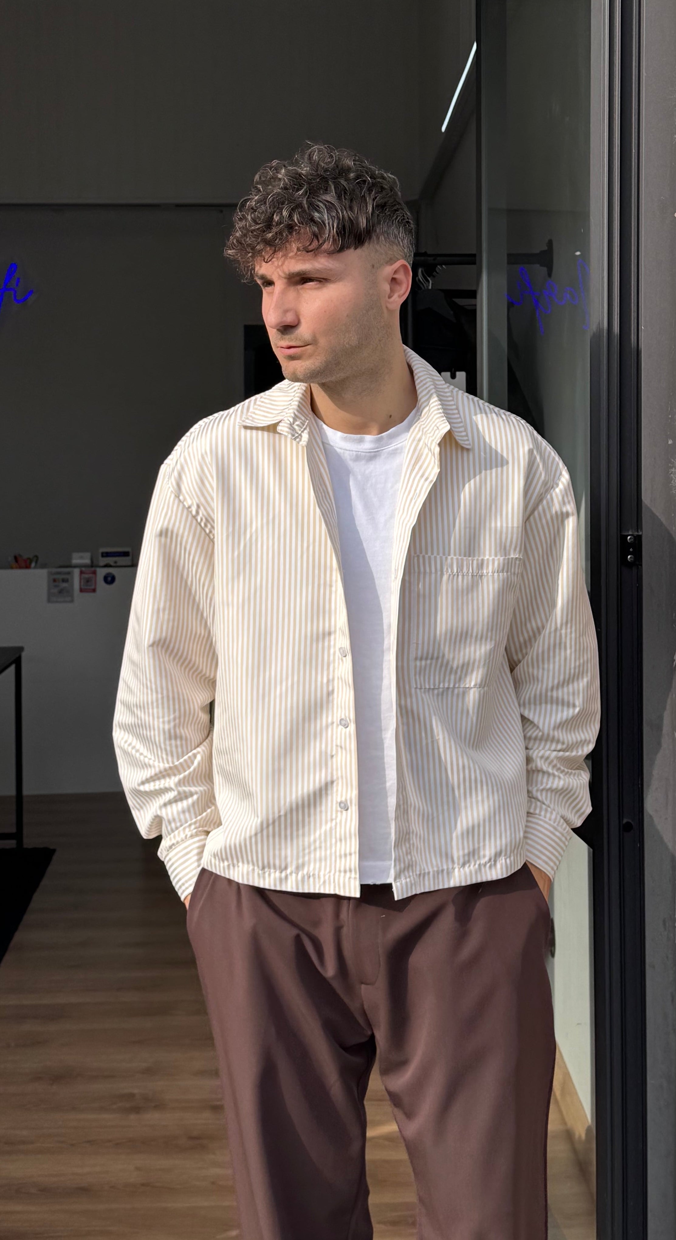 CAMICIA RIGHE KOS BEIGE