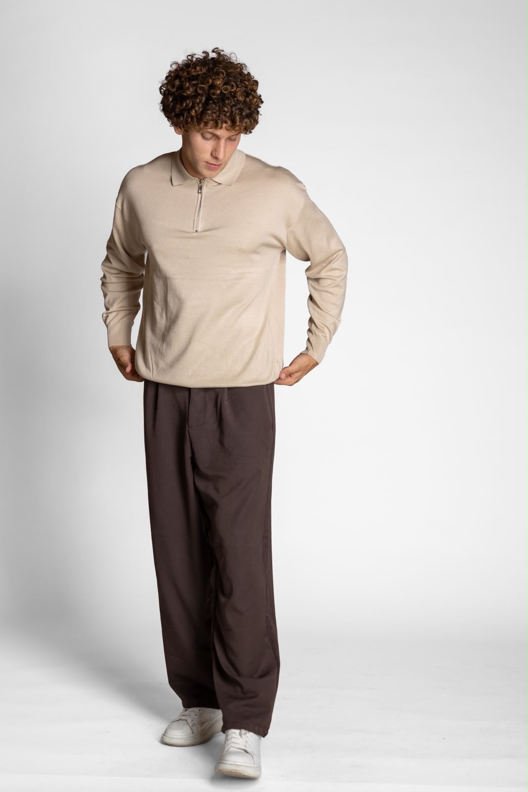 POLO ZIP BEIGE