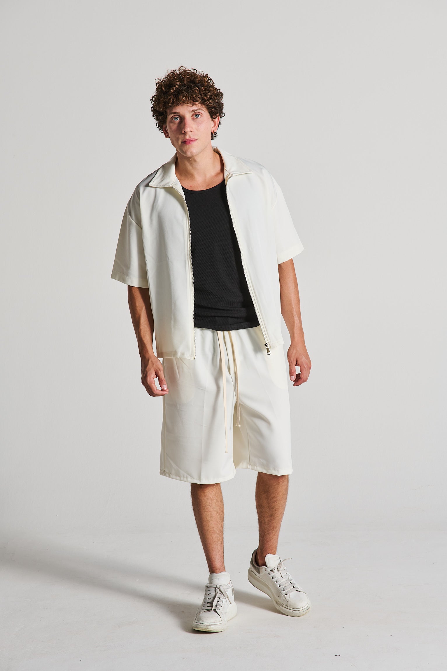 COMPLETO ZIP BIANCO BERMUDA
