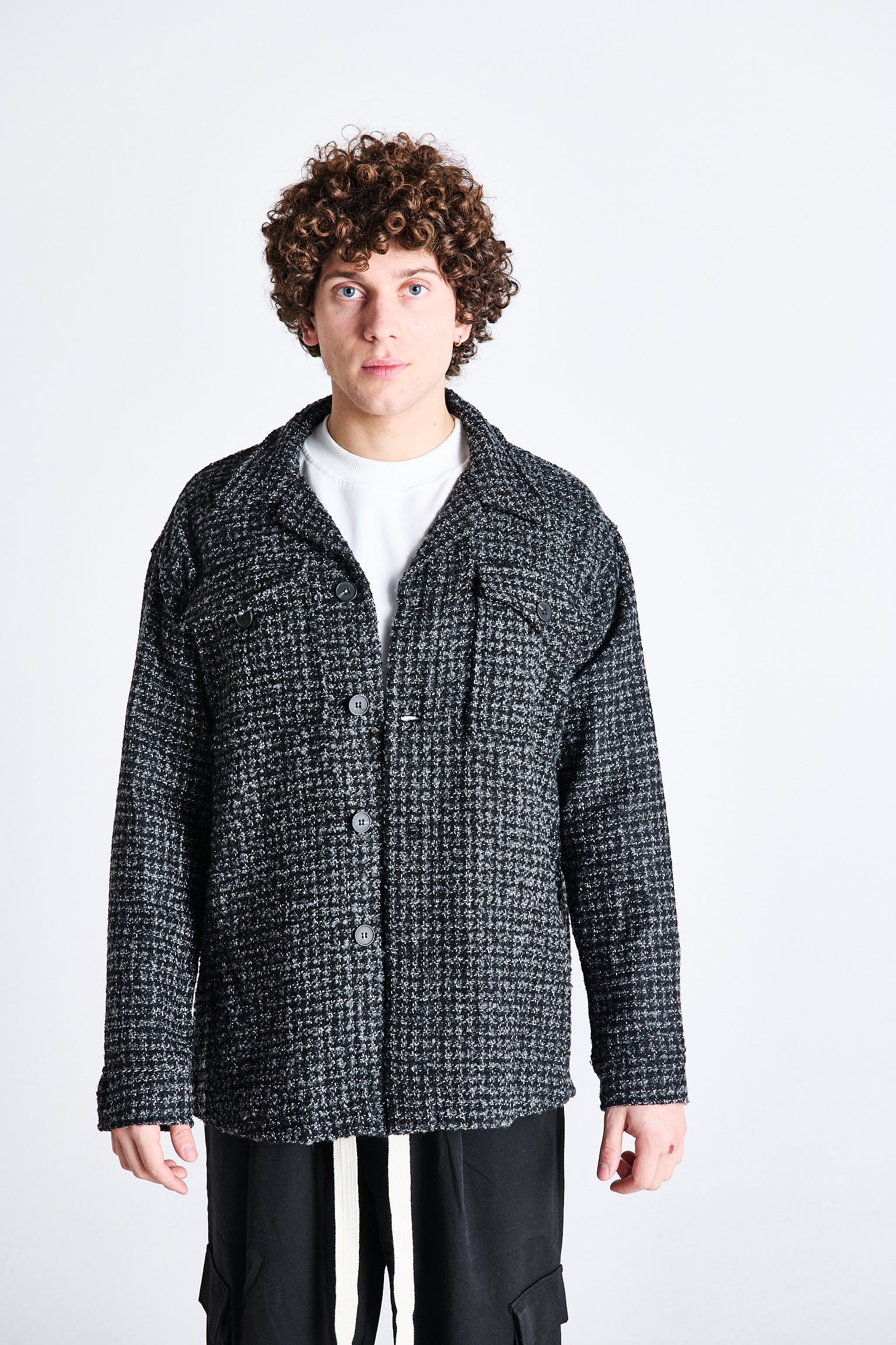 CAMICIA A QUADRI GRIGIO SCURO