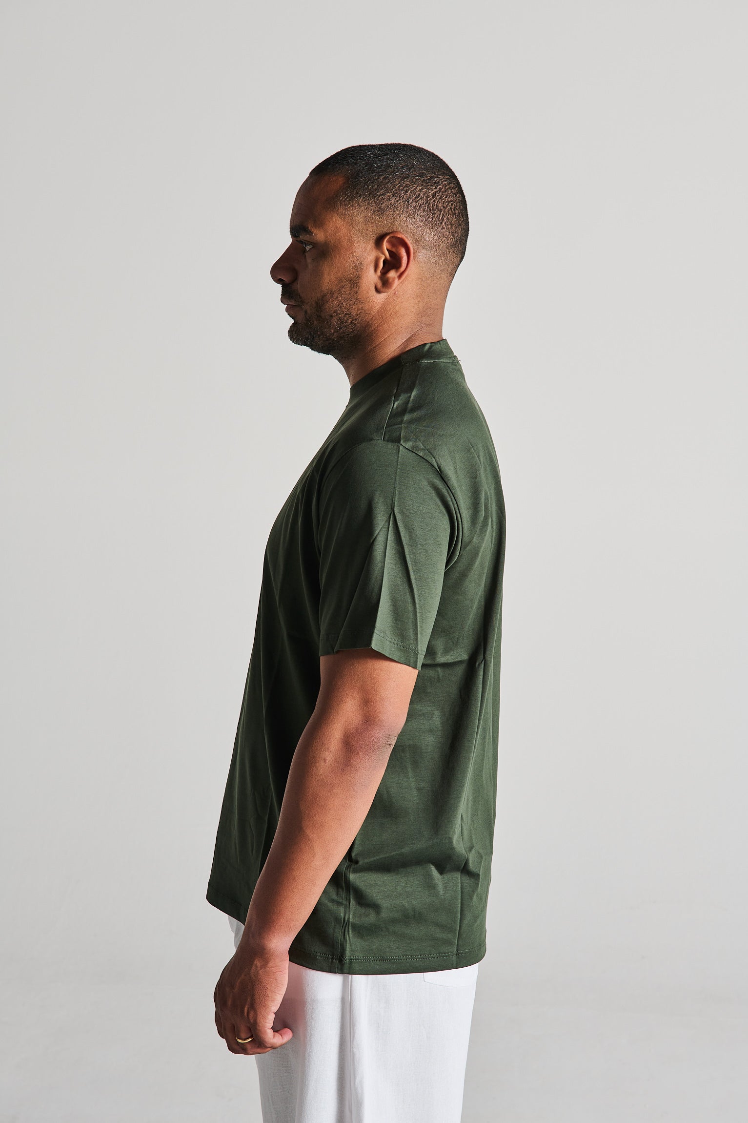 T-SHIRT FILO DI SCOZIA VERDE MILITARE