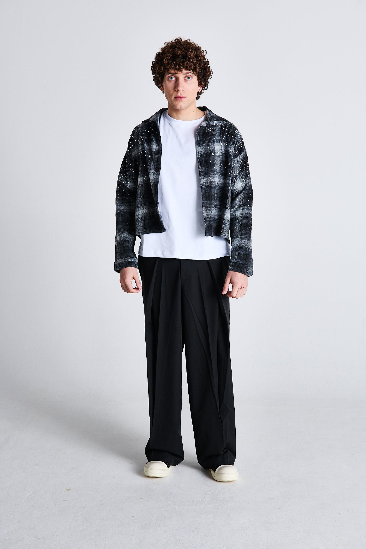 CAMICIA A QUADRI NERA GLITTER