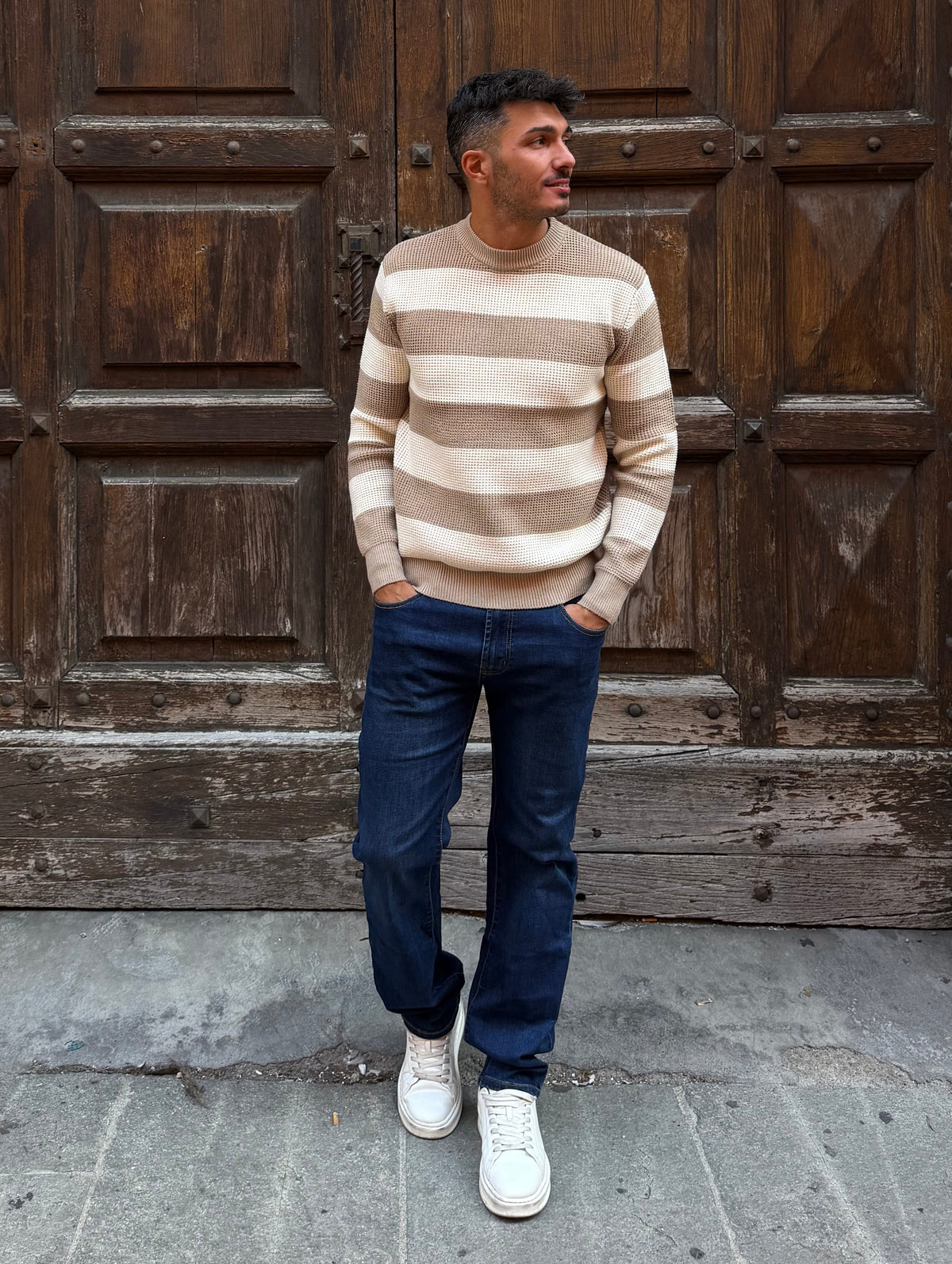MAGLIONE A RIGHE BEIGE