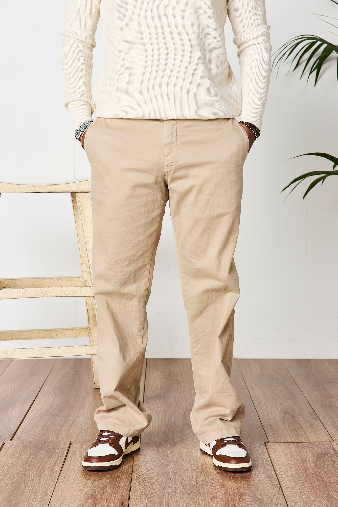 PANTALONE CHINO A PALAZZO BEIGE