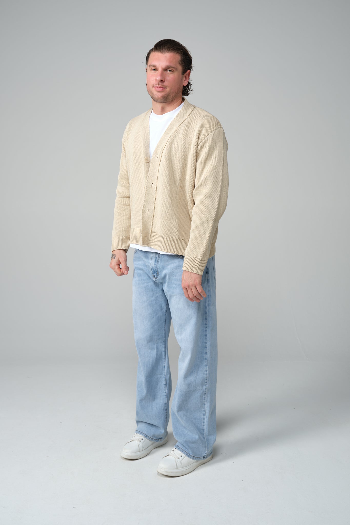 MAGLIONE BEIGE SFRANGIATO