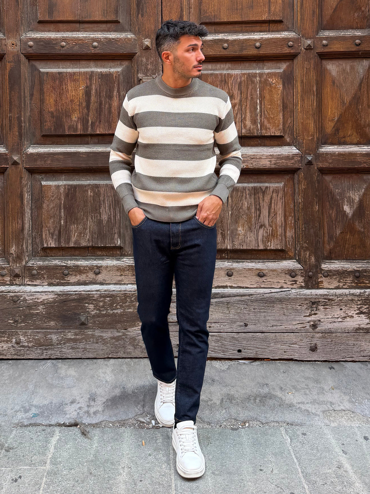 MAGLIONE A RIGHE VERDE