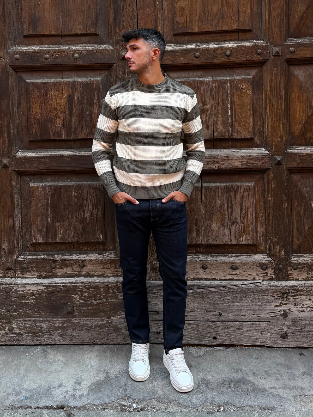 MAGLIONE A RIGHE VERDE