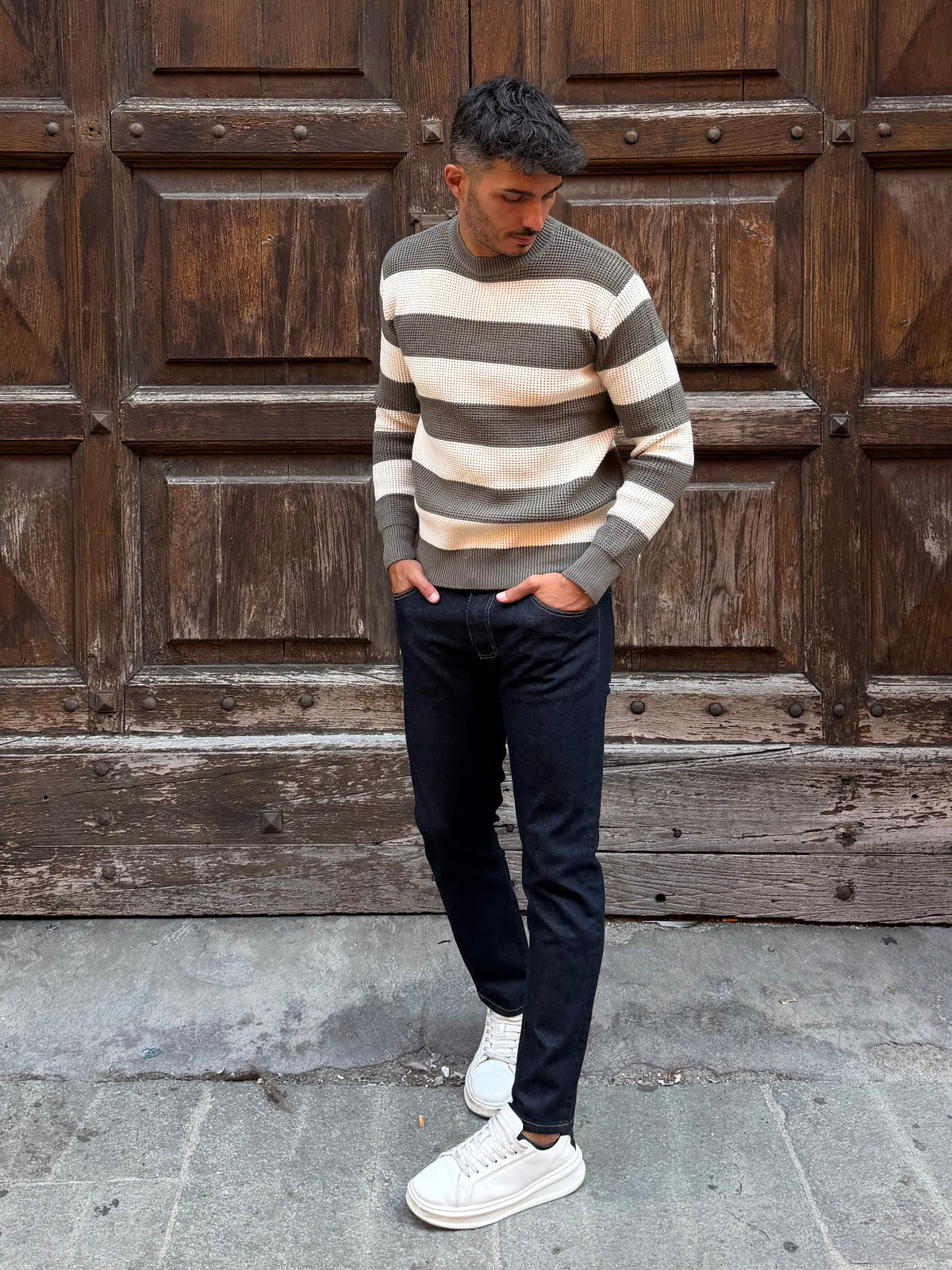 MAGLIONE A RIGHE VERDE