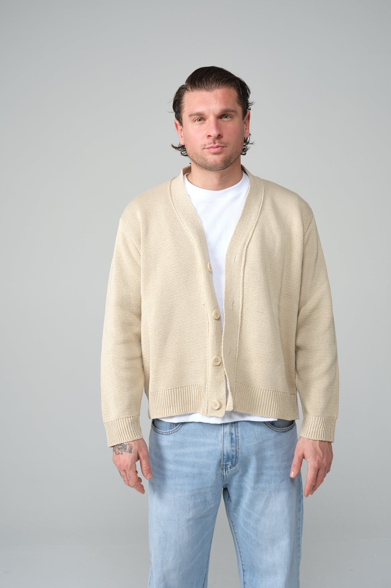 MAGLIONE BEIGE SFRANGIATO