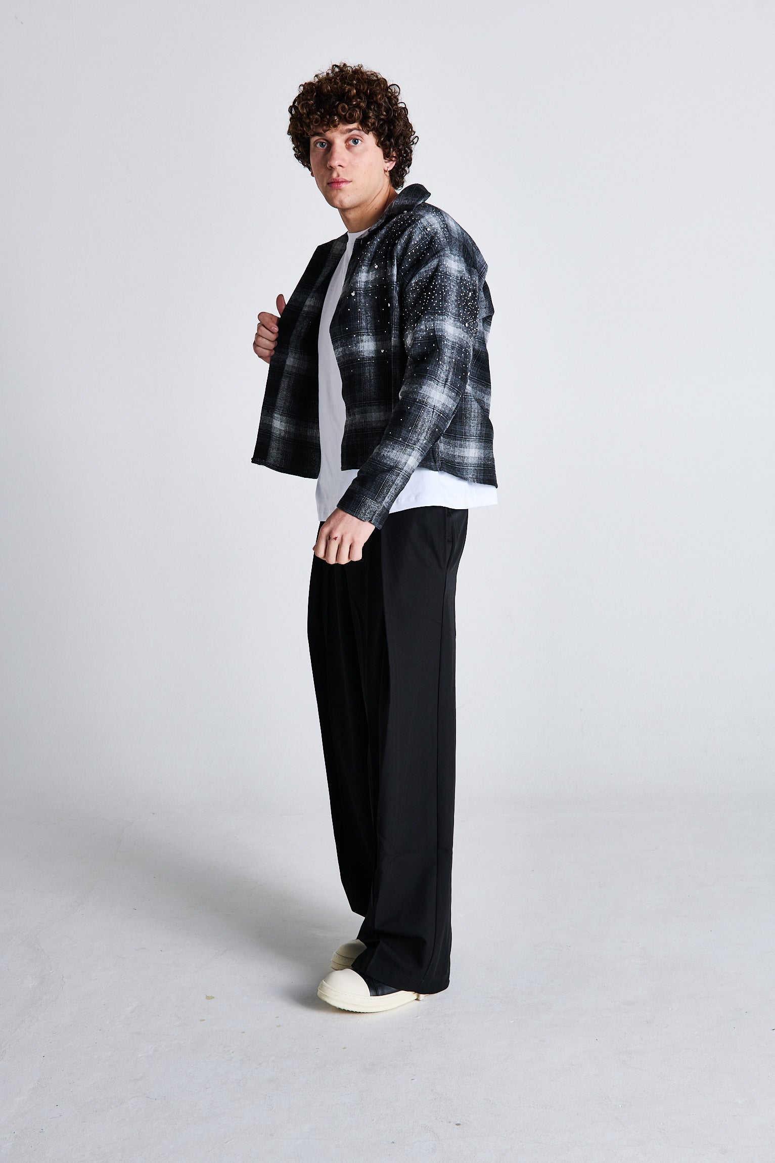 CAMICIA A QUADRI NERA GLITTER