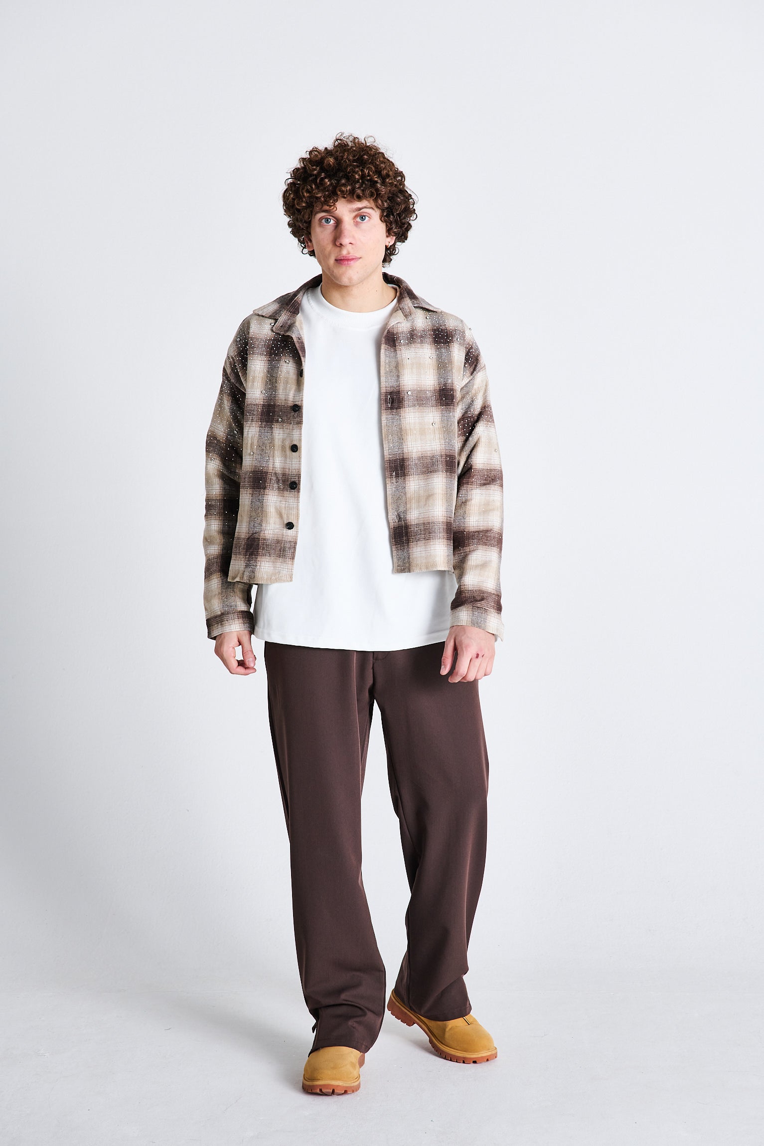 CAMICIA  A QUADRI GLITTER BEIGE