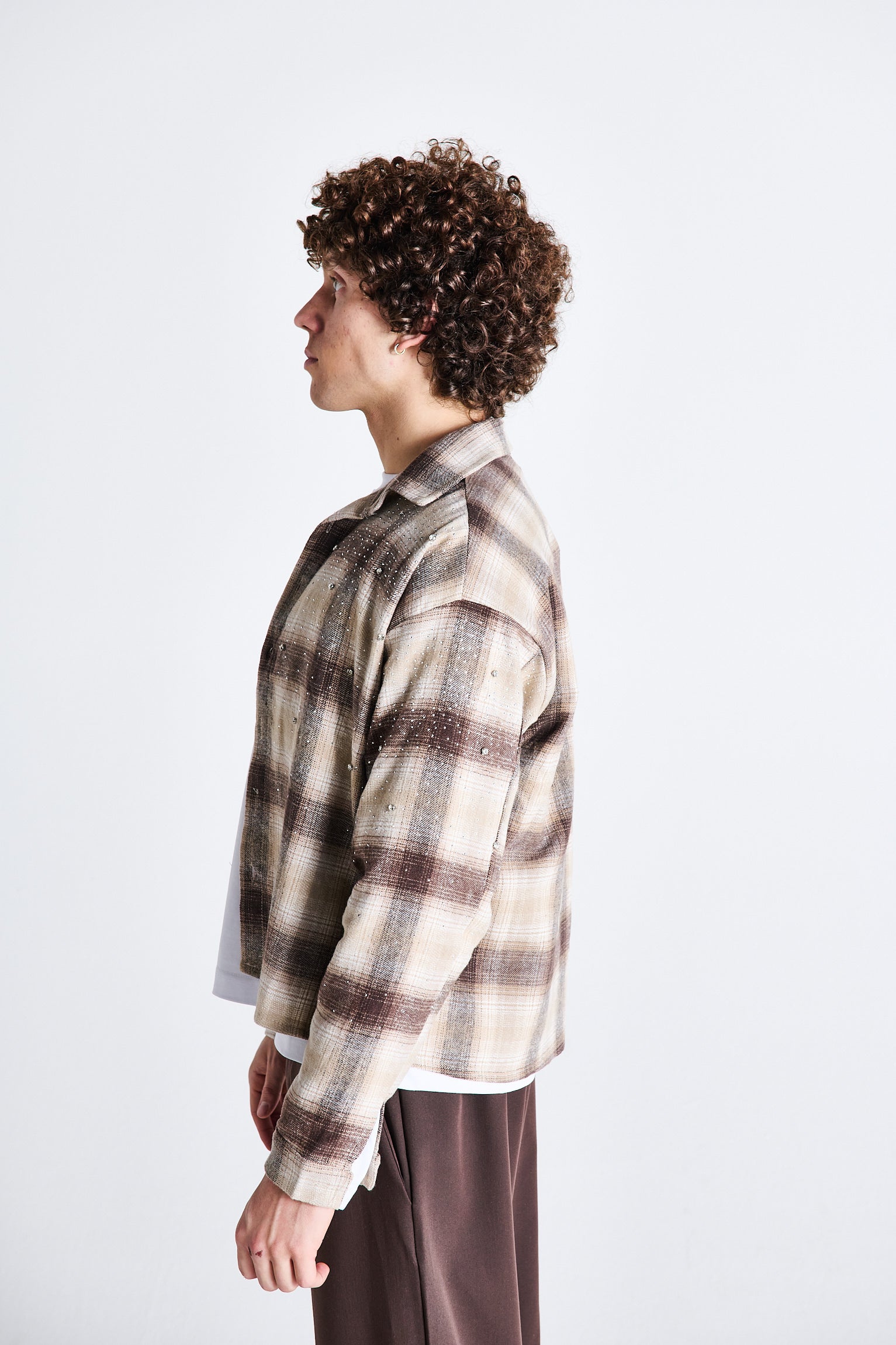 CAMICIA  A QUADRI GLITTER BEIGE