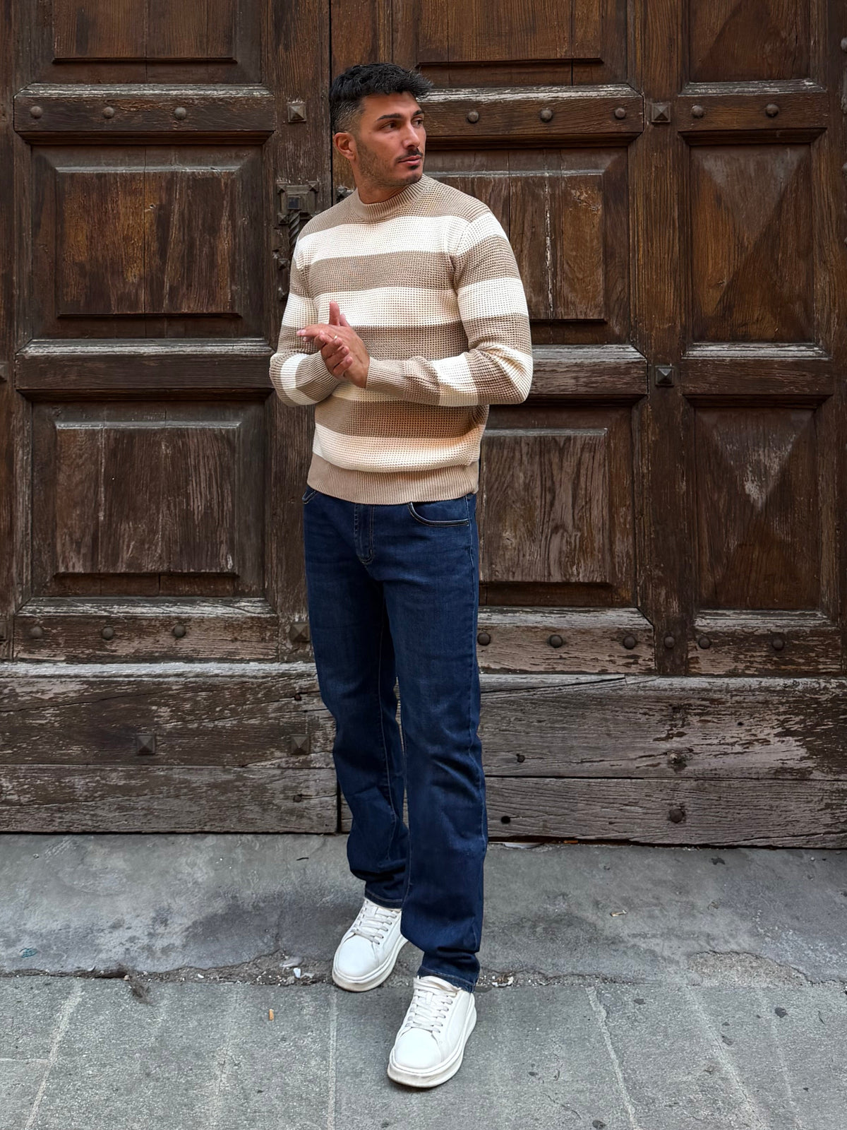 MAGLIONE A RIGHE BEIGE