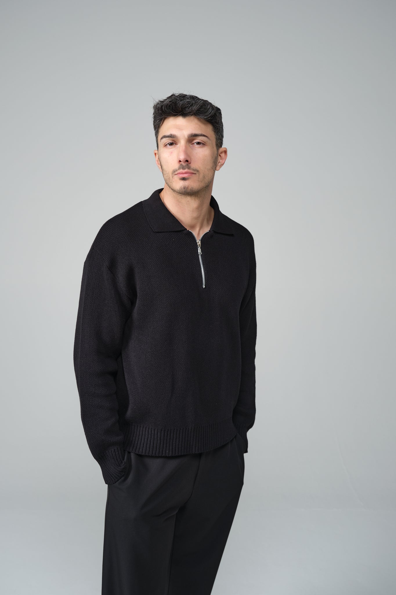 POLO ZIP BLACK