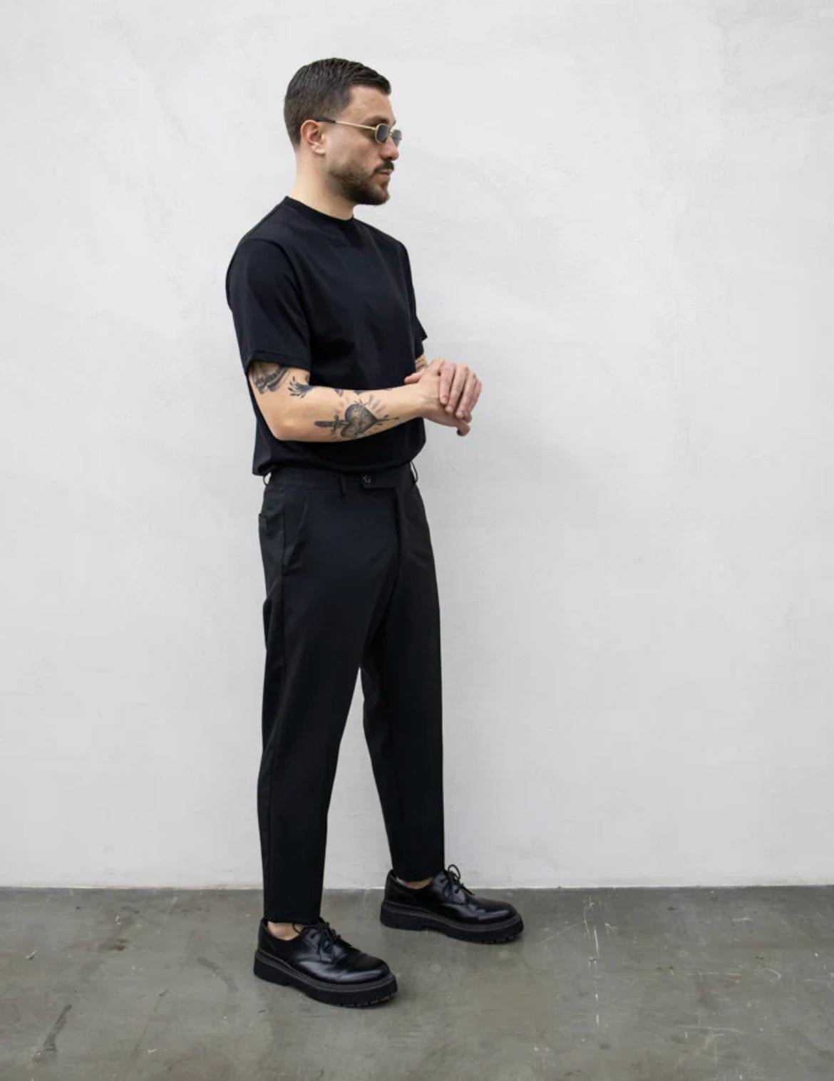 T-SHIRT FILO DI SCOZIA NERA