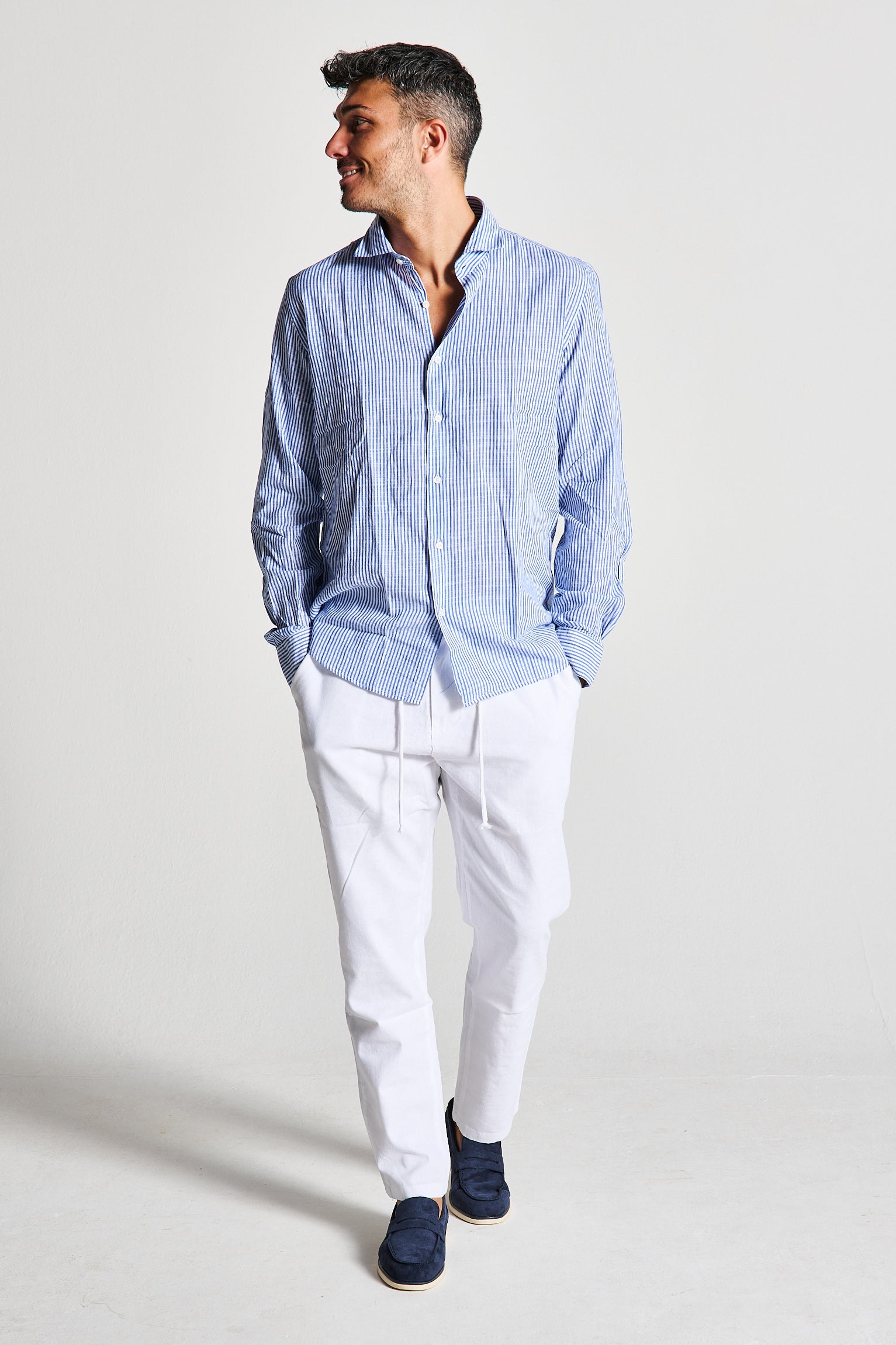 PANTALACCIO IN LINO BIANCO