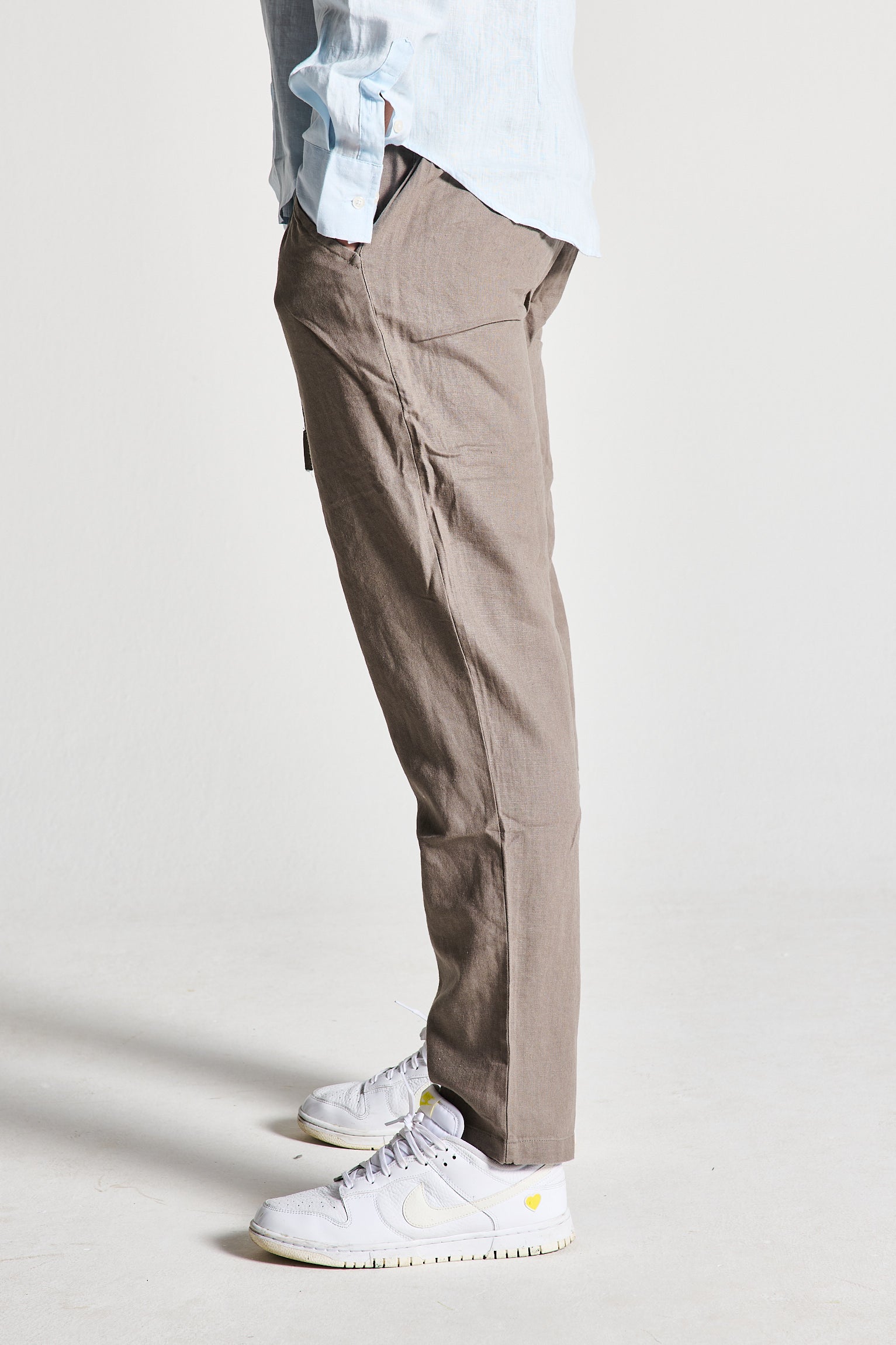 PANTALACCIO IN LINO VERDE FANGO