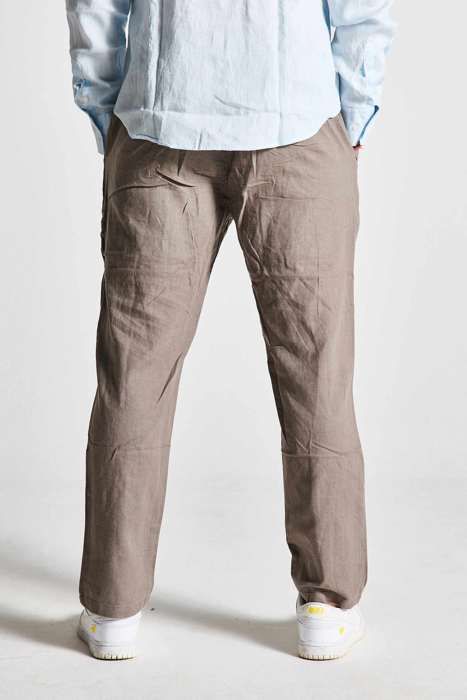 PANTALACCIO IN LINO VERDE FANGO