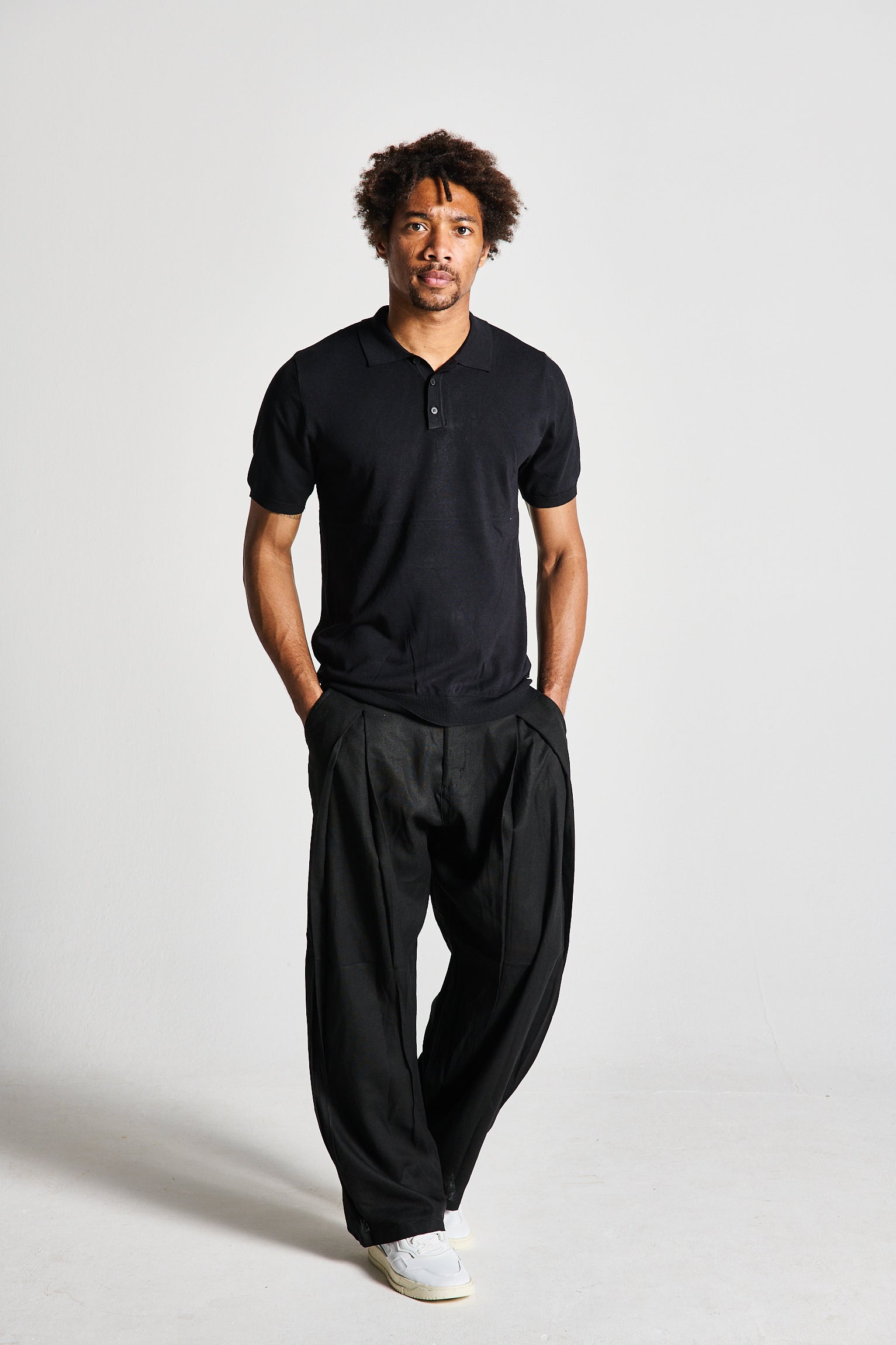 PANTALONE PENCES MISTO LINO NERO