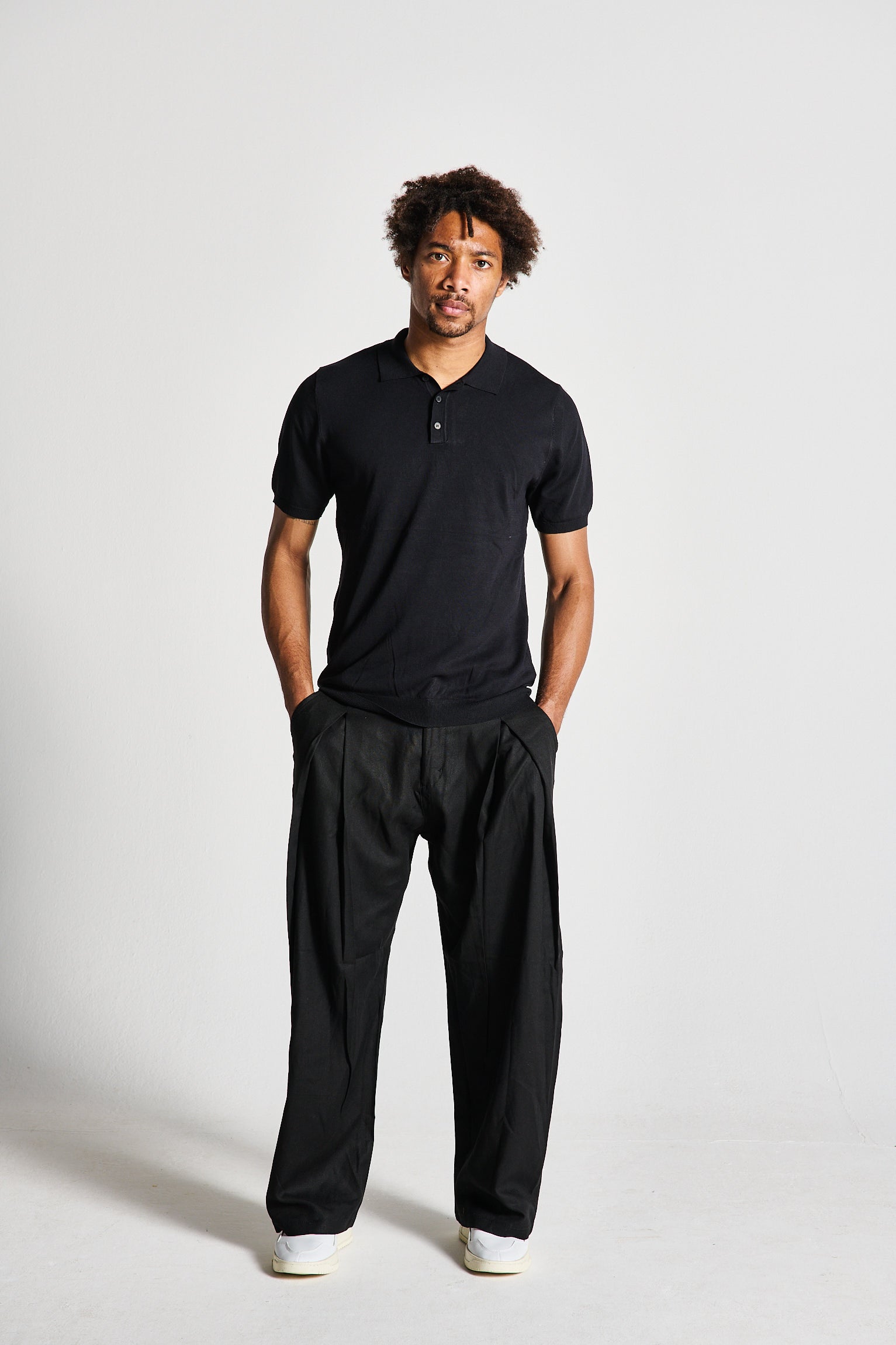 PANTALONE PENCES MISTO LINO NERO