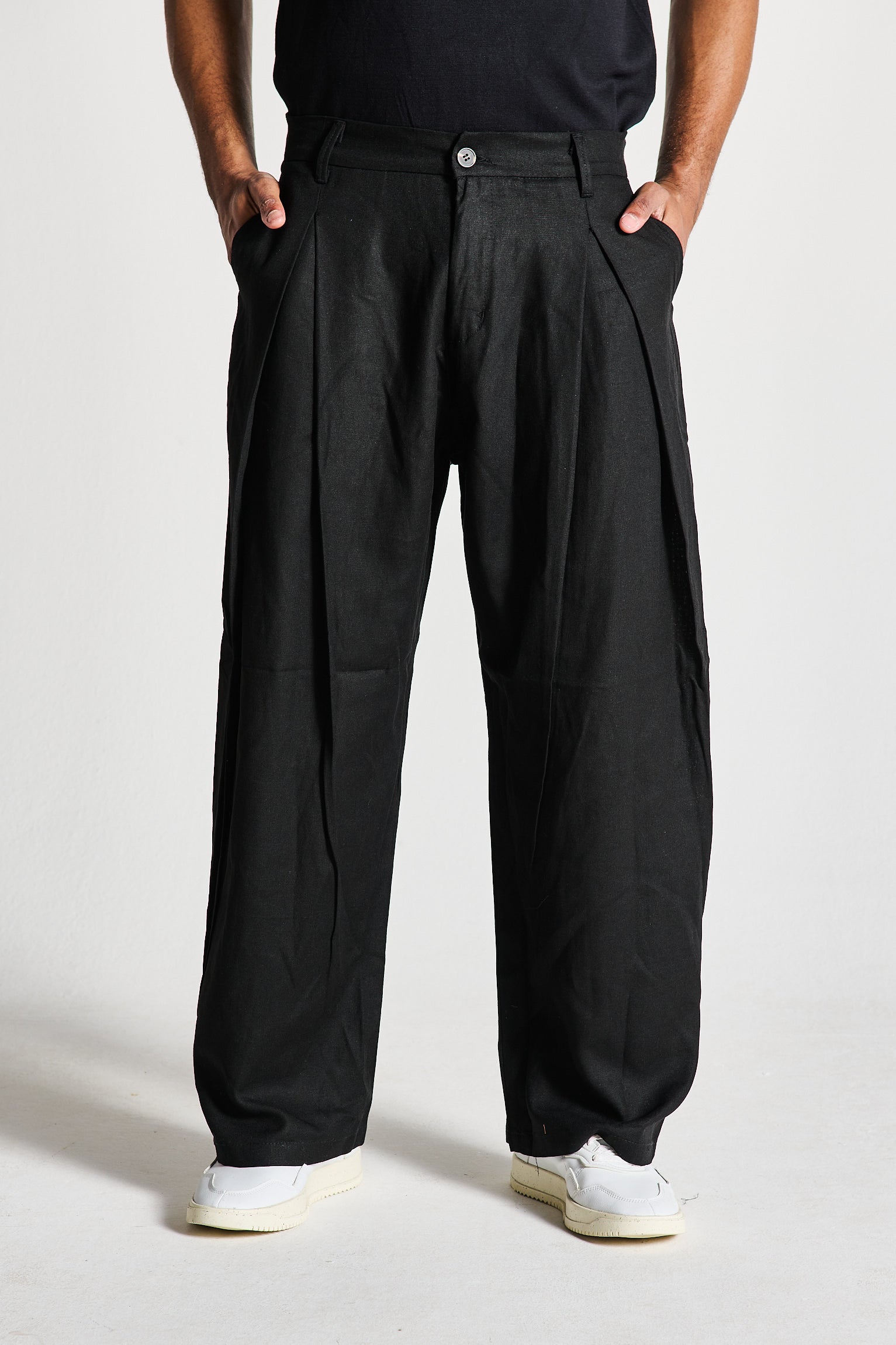 PANTALONE PENCES MISTO LINO NERO
