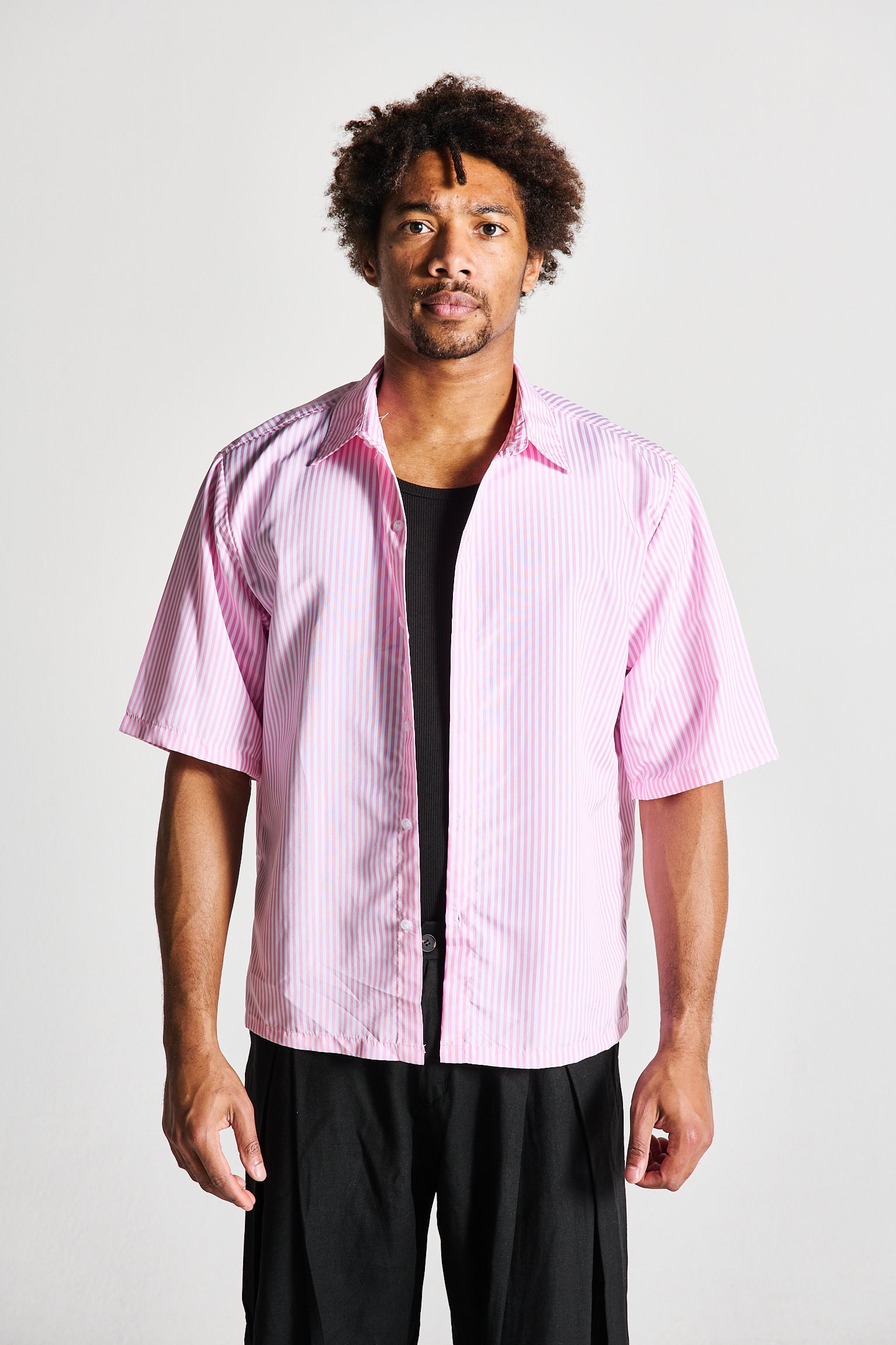 CAMICIA MEZZA MANICA ROSA RIGHE