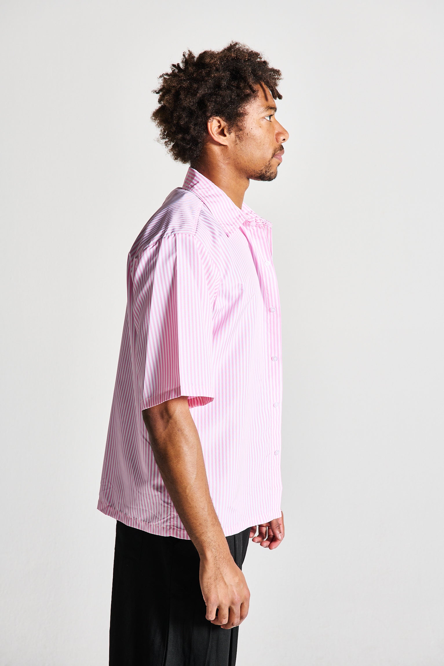 CAMICIA MEZZA MANICA ROSA RIGHE