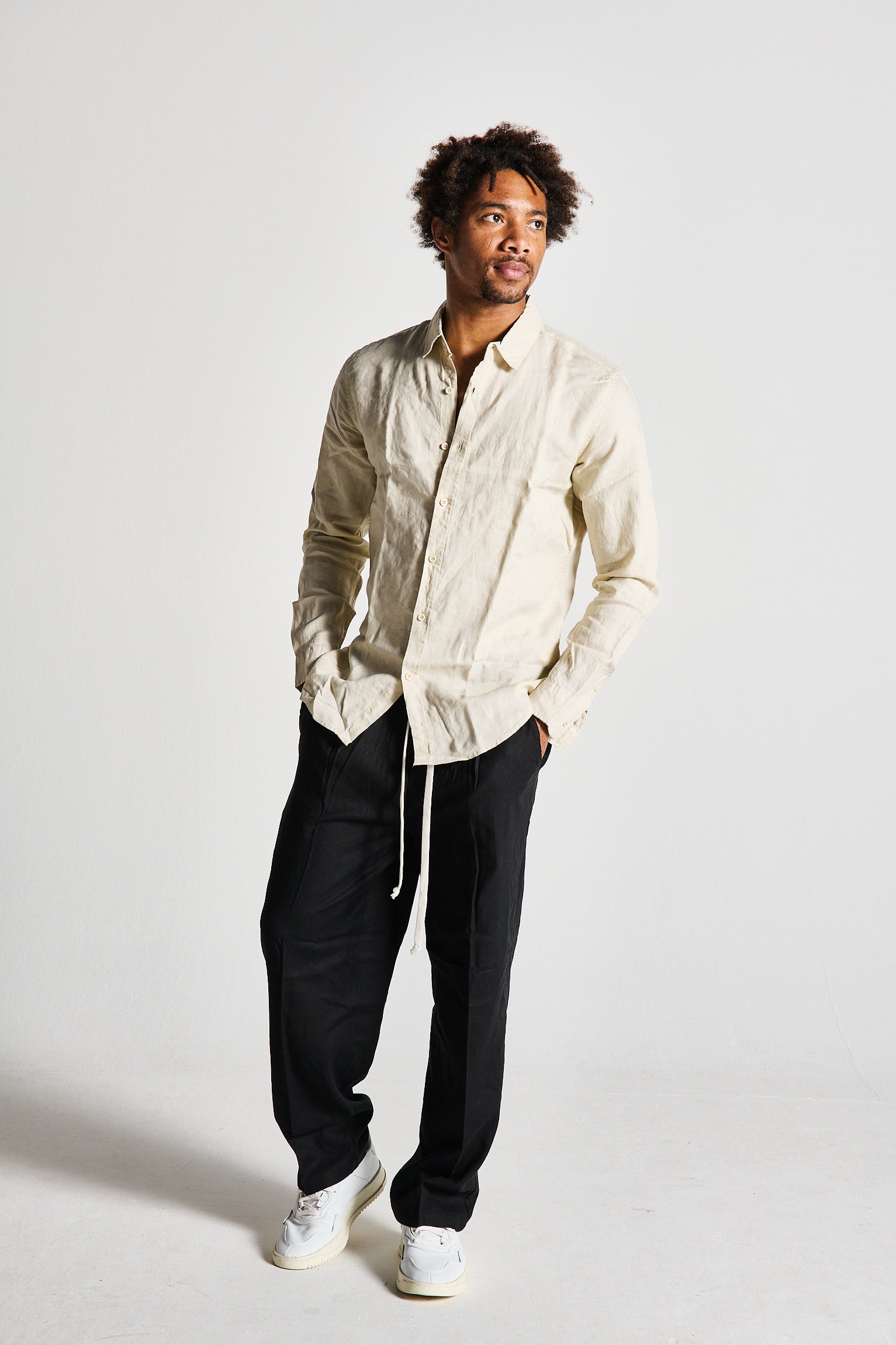 BAGGY NERO MISTO LINO
