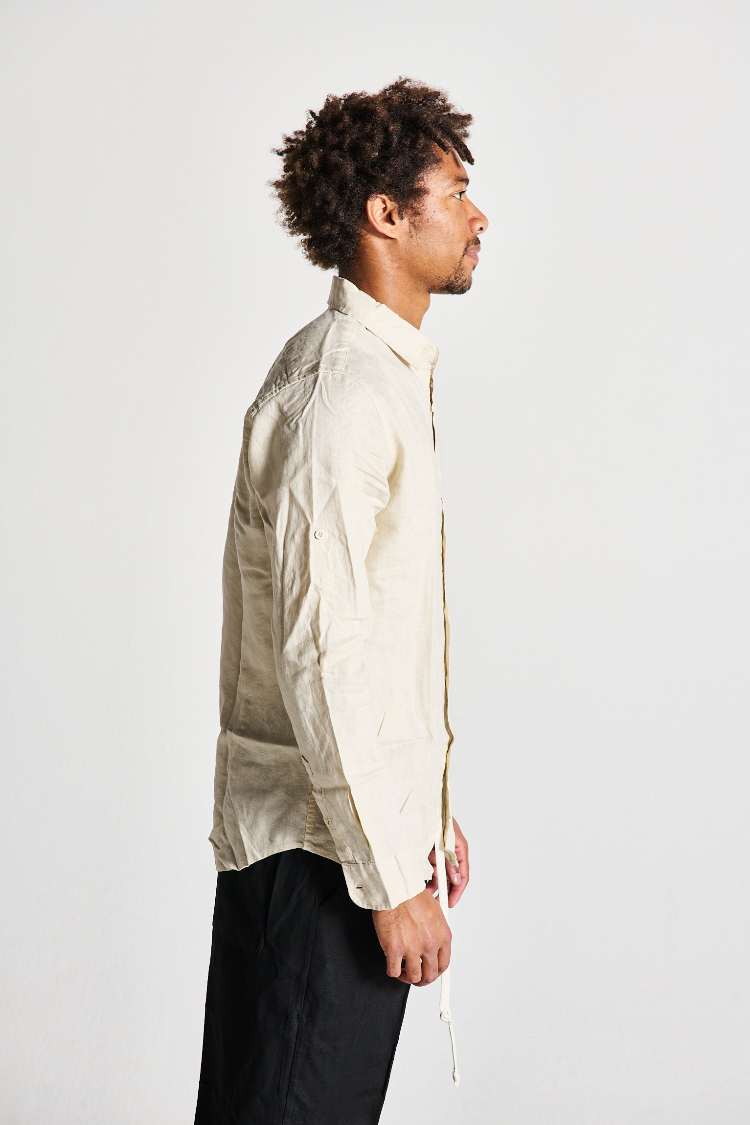 CAMICIA IN LINO BEIGE COLLO FRANCESE