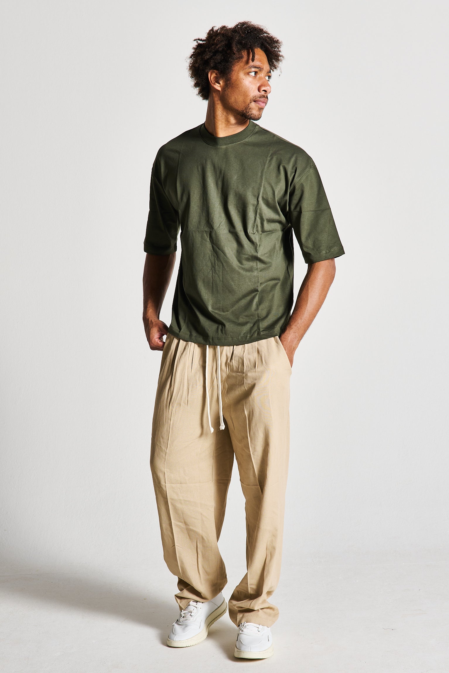 PANTALONE BAGGY MISTO LINO BEIGE