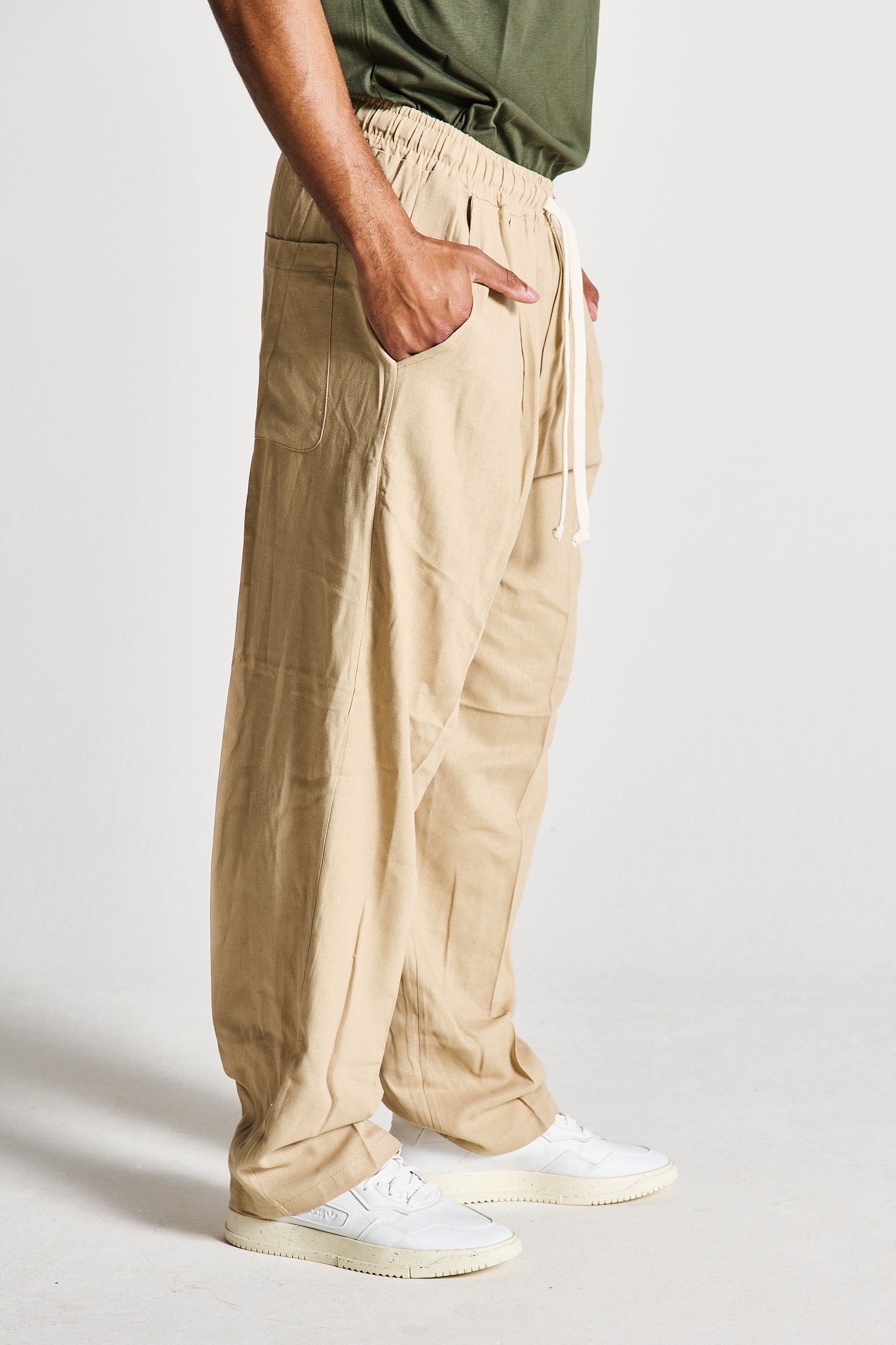 PANTALONE BAGGY MISTO LINO BEIGE