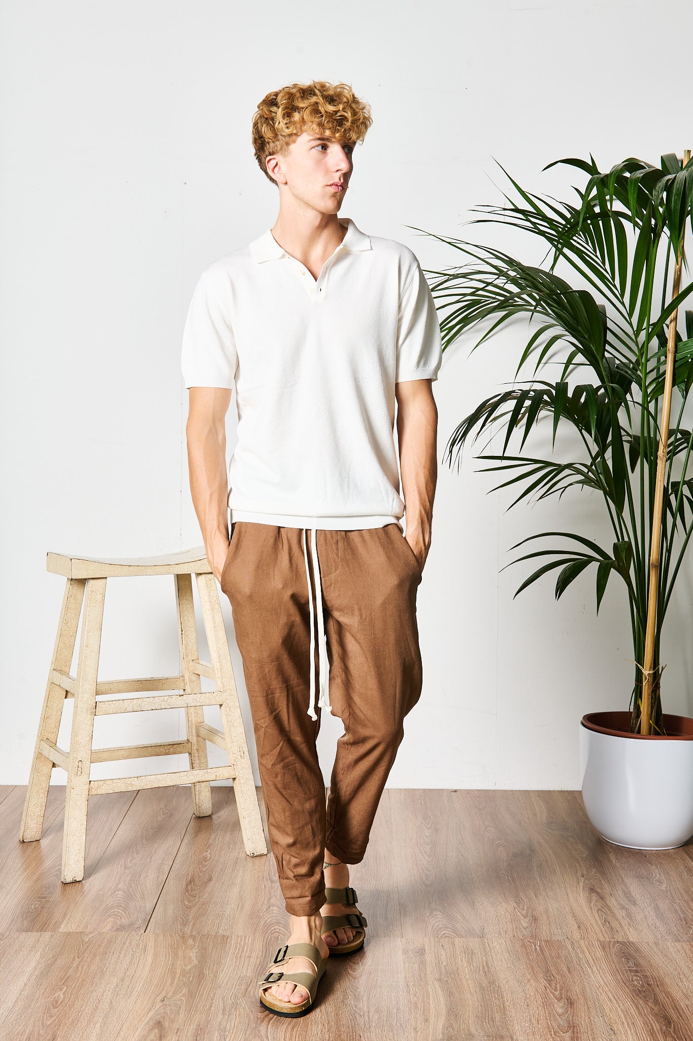 PANTALACCIO IN LINO TABACCO
