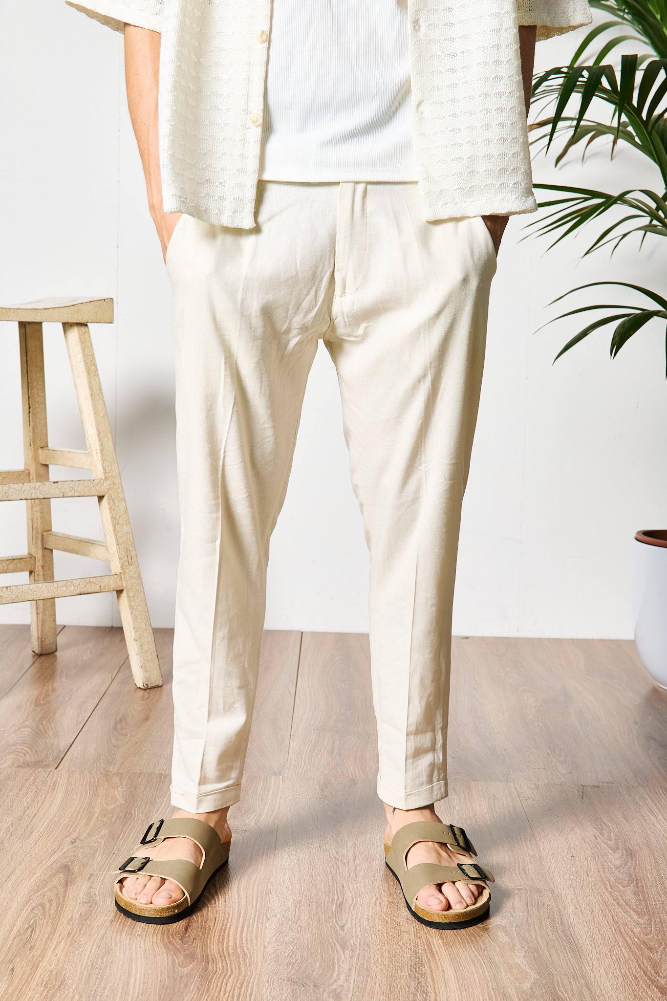 PANTALONE ELAGANTE IN LINO BEIGE